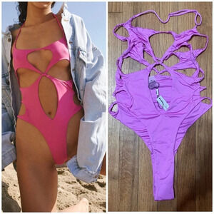 Monica Hansen Beachwear Starlight Cut-Out One-Piece in purple